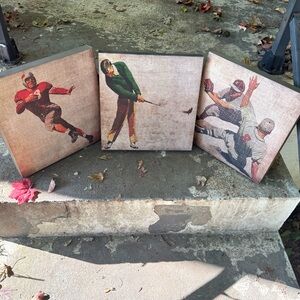 Set of 3 John Butler sports canvasses - vintage look Golf , Baseball, Football